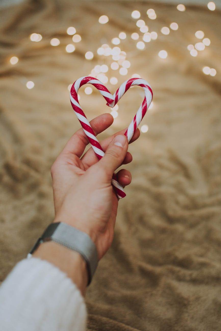 Christmas Memories - red and white heart shaped candy