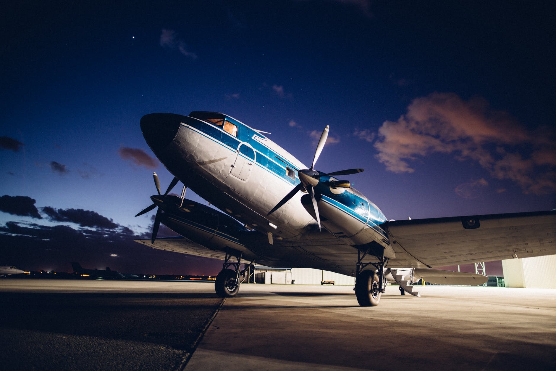 airplane with propellers on aerodrome United States aviation