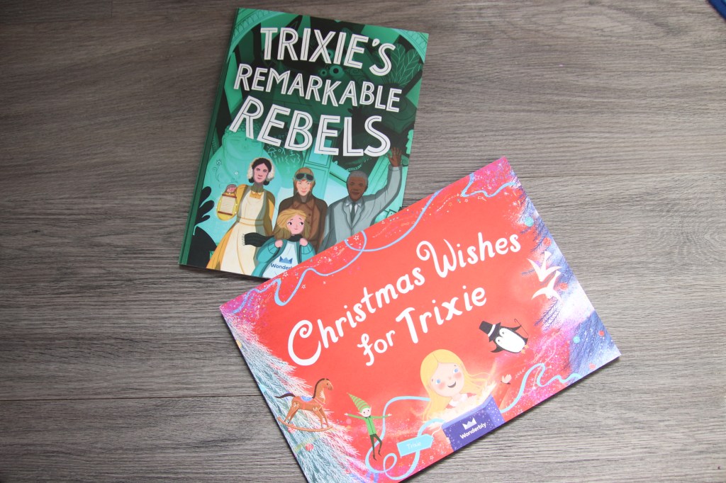 Book covers for wonderbly books mentioned within the post 