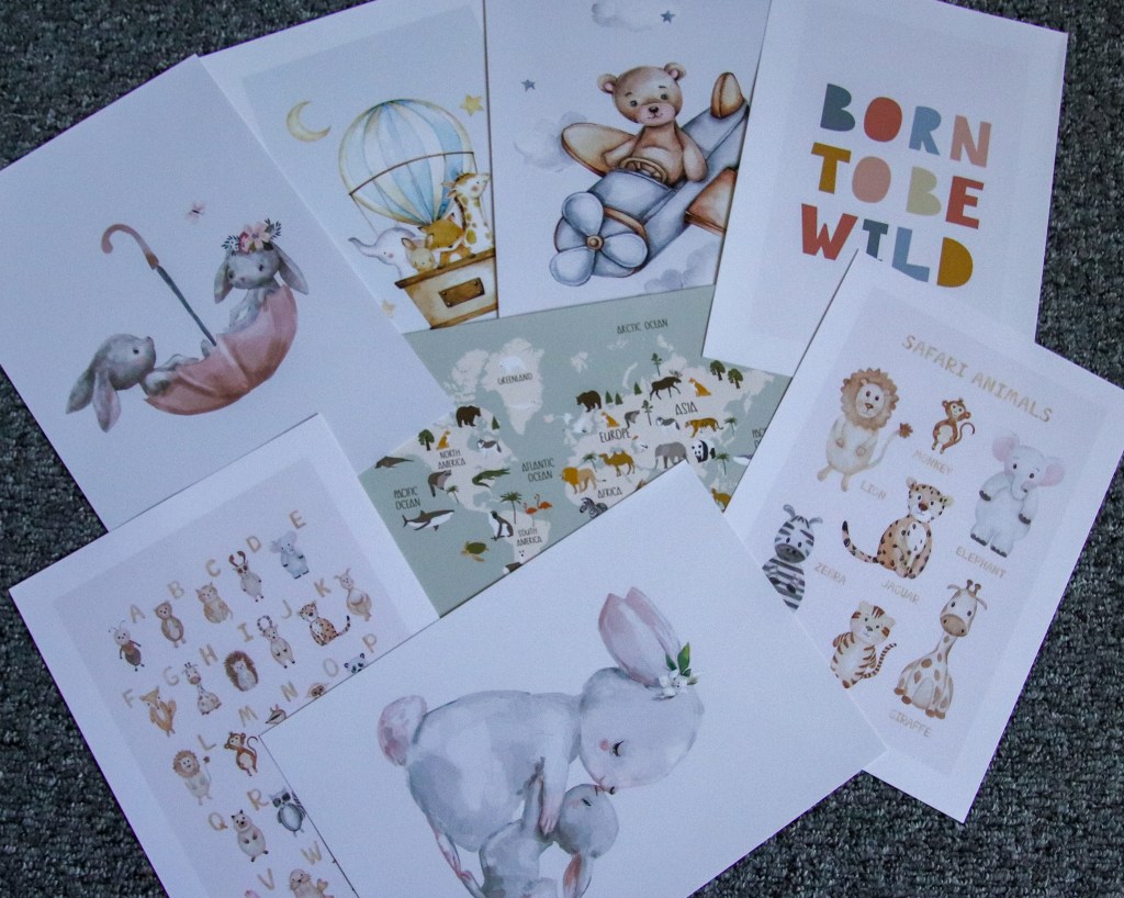 Poster Store flatlay of animal posters