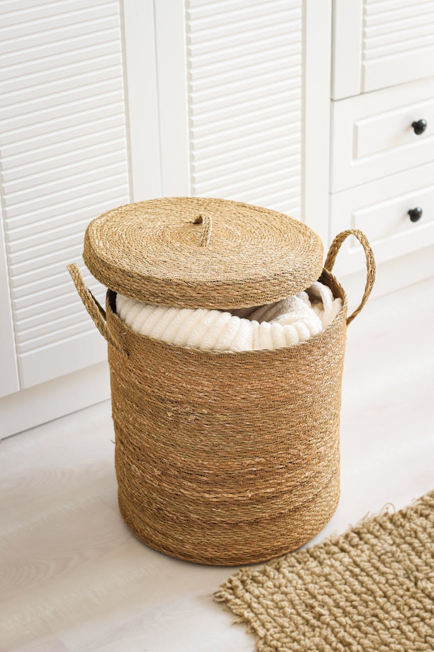 Wicker laundry basket for How I Organise My Home for a Stress-Free Spring (Simple, Realistic & Family-Friendly) post.